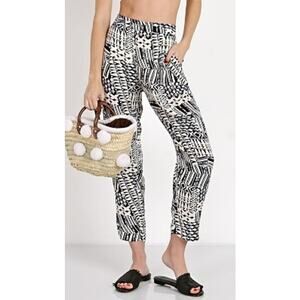 L Space Boho Tribal High Rise Harem Pants S Black White Coastal Hippie Beach
